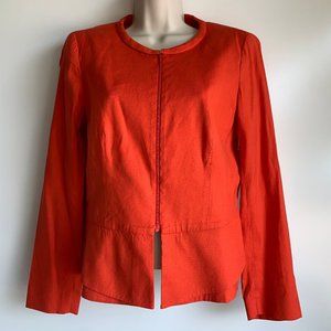 Lafayette 148 New York Women's Orange Linen Blend Blazer‎ Jacket Size 4